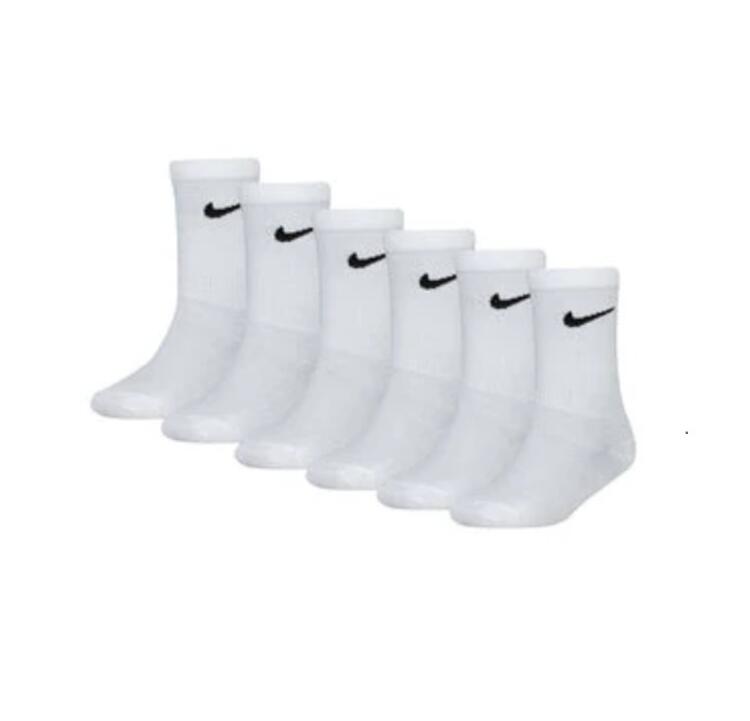 NIKE UN0030 LIGHTWEIGHT BASIC PACK CREW KIDS SOCKS - 6 PAIRS NIKE